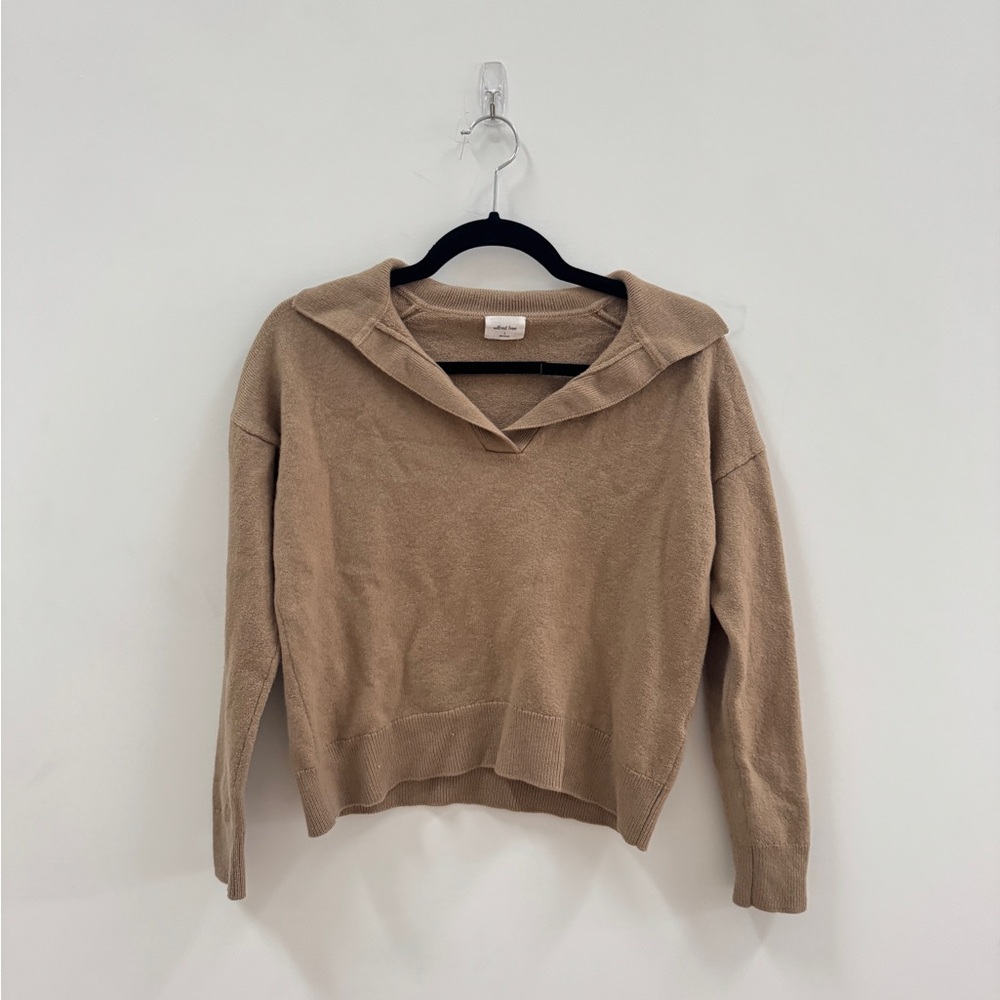 Aritzia Wool V-Neck Sweater in Warm Beige